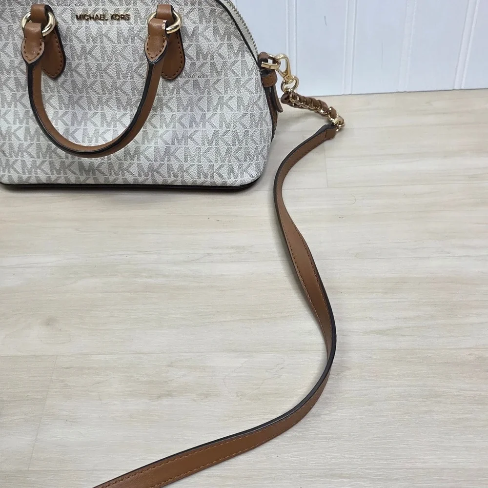 Michael Kors Womens Veronica Small Acorn Signature‎ Logo Satchel Crossbody Bag